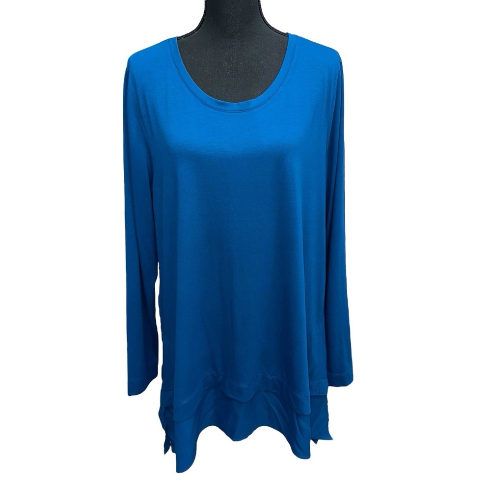 Soft Surroundings Womens Tunic Size L Teal‎ Stretch Long Sleeve Style 2DQ65